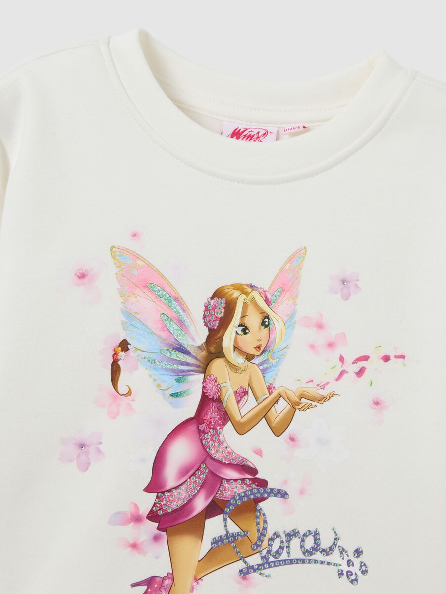 Abito da bambina in misto cotone bianco regular fit con stampa Winx_2