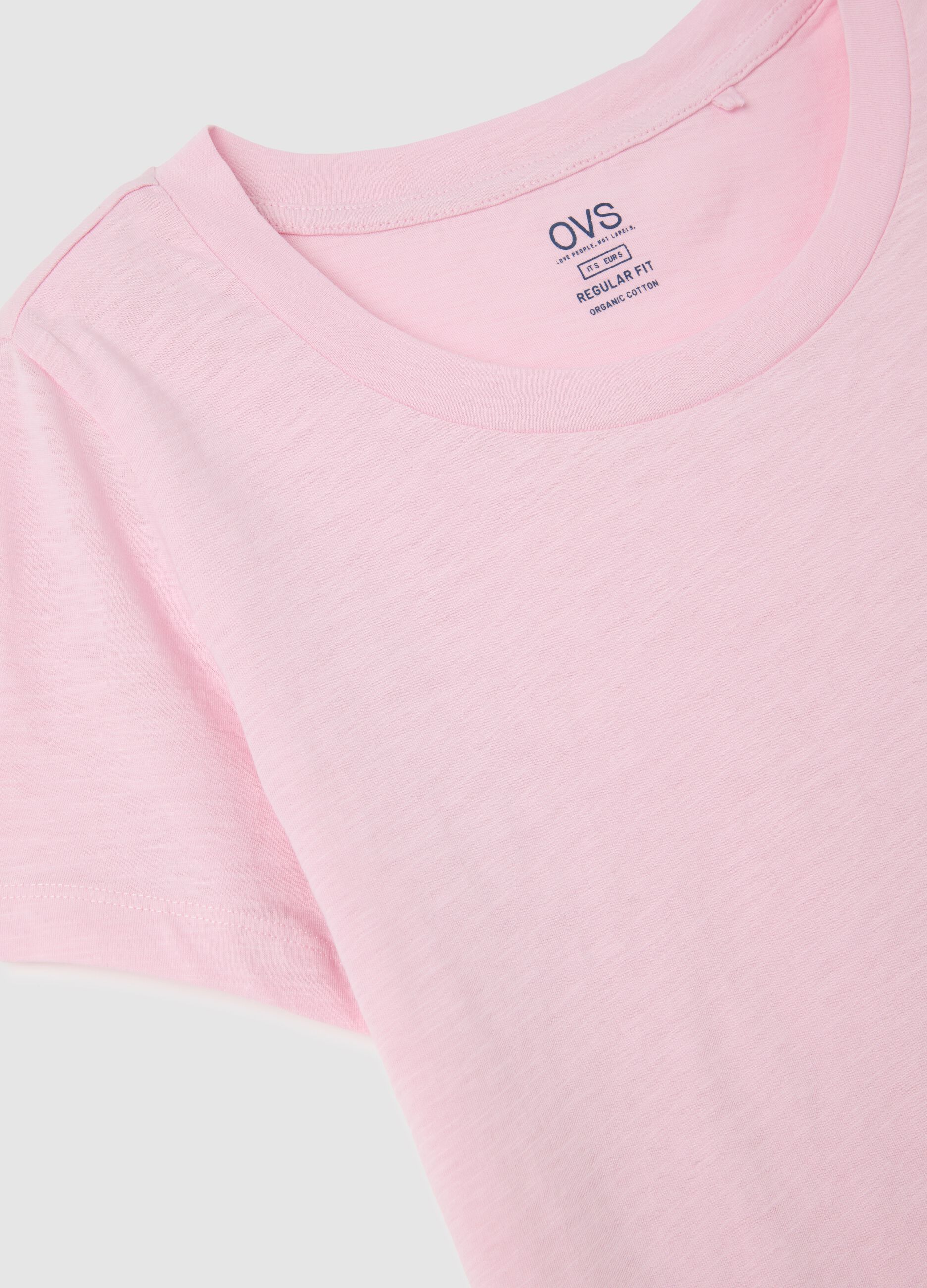 Pink crew neck organic cotton T-shirt by Ovs