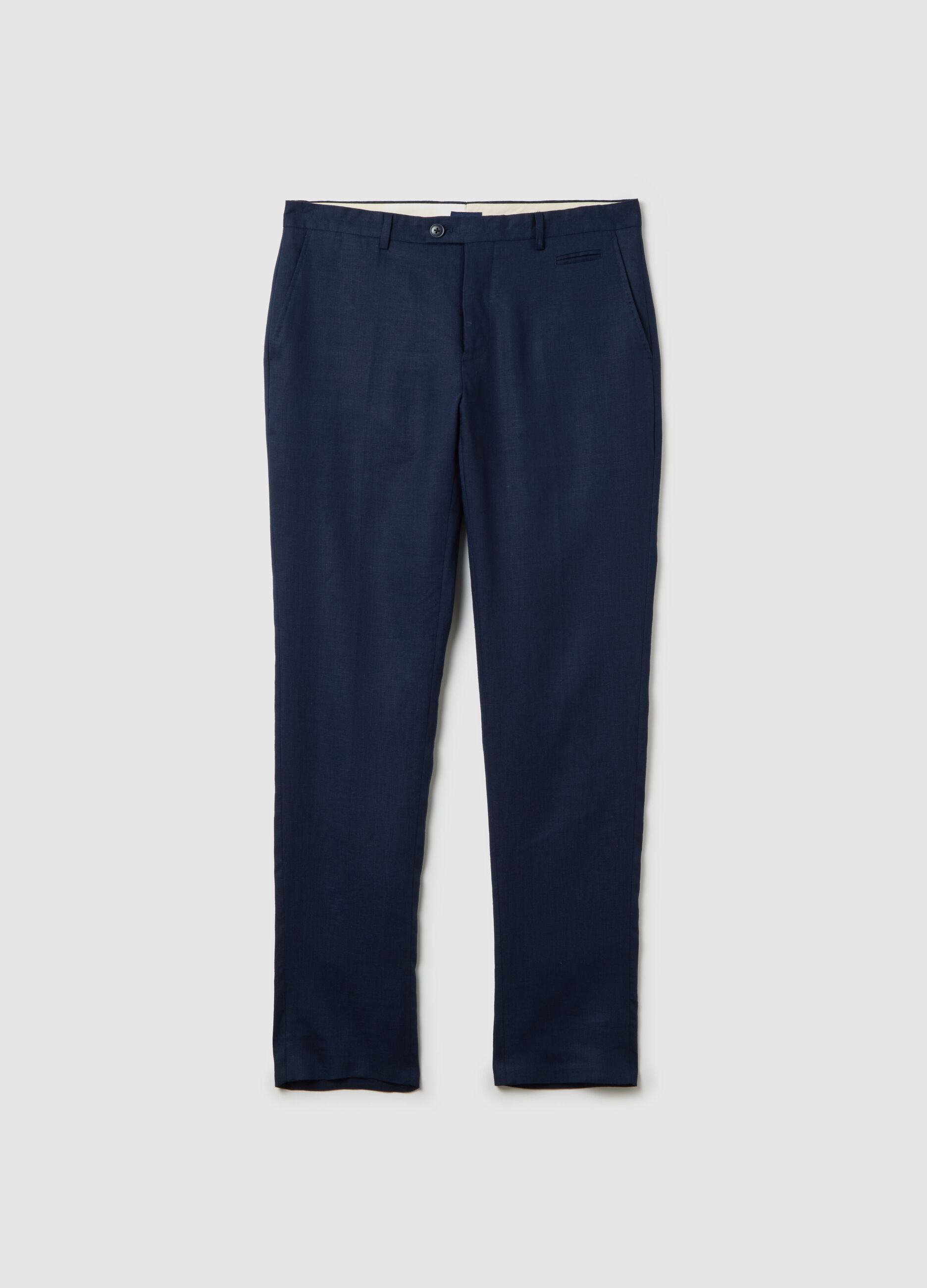 Contemporary slim-fit trousers in linen