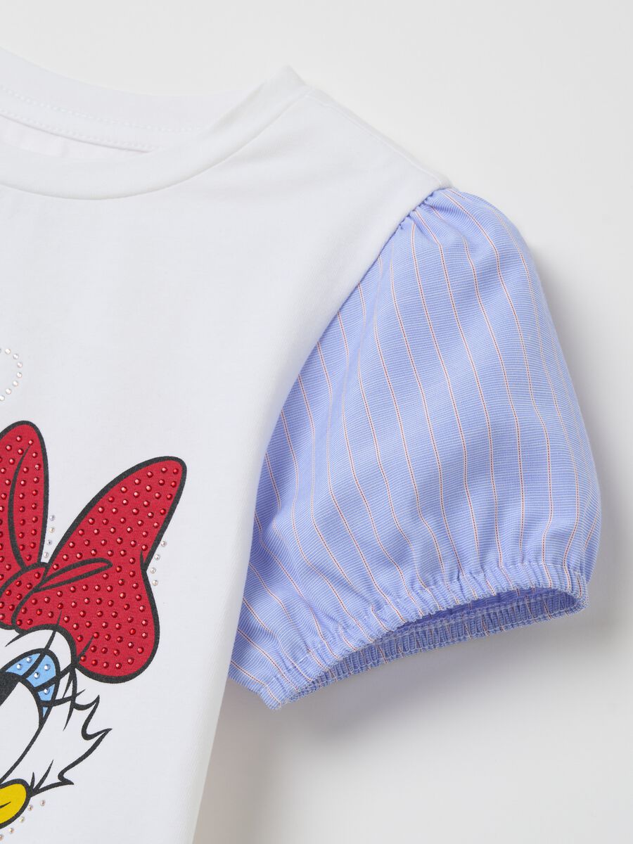 T-shirt with striped sleeves and Donald and Daisy Duck print_2