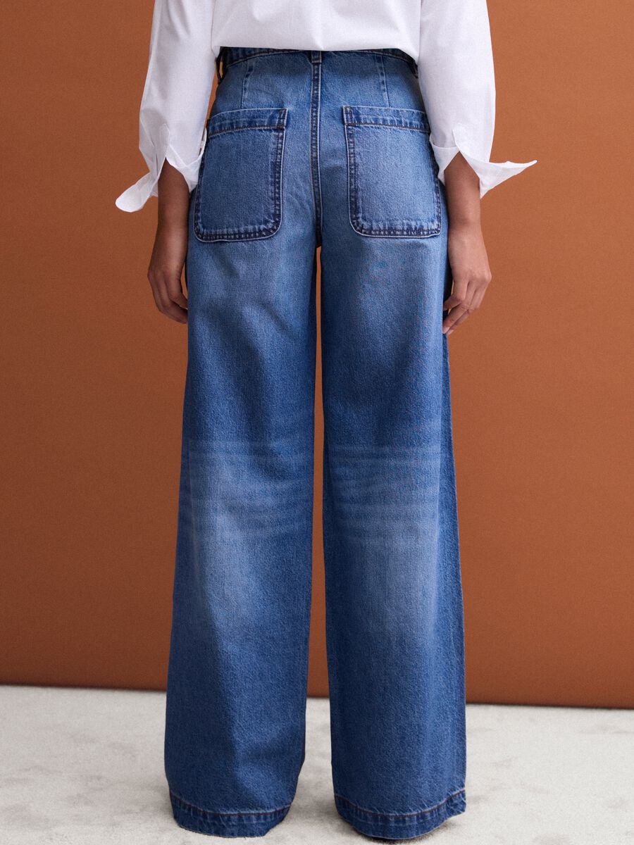 Jeans denim blu wide leg in puro cotone_2