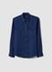 Blue regular-fit pure linen shirt with double pocket_5