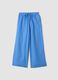 Blue pure cotton striped beach cover-up trousers_0