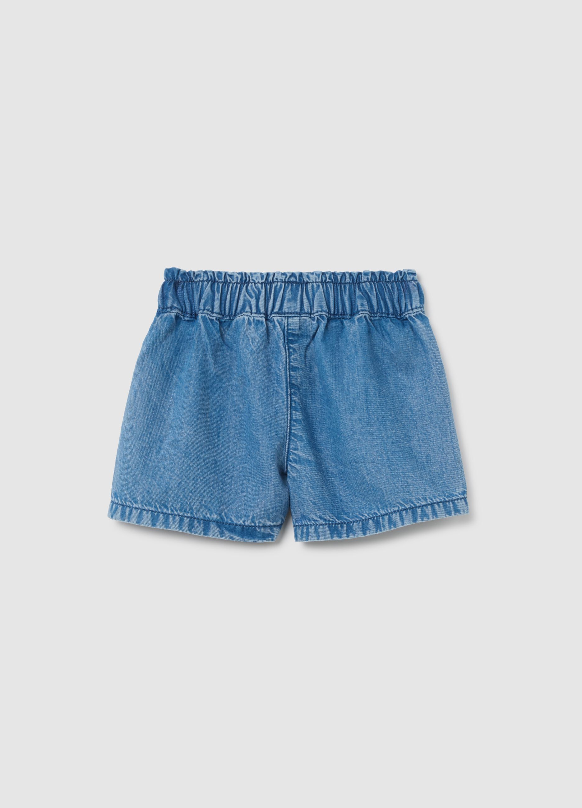 Regular fit denim baby shorts with embroidery