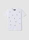 White pure cotton T-shirt with star embroidery_0