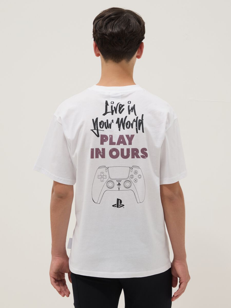 Boys&rsquo; white PlayStation logo T-shirt in pure cotton, relaxed fit_1