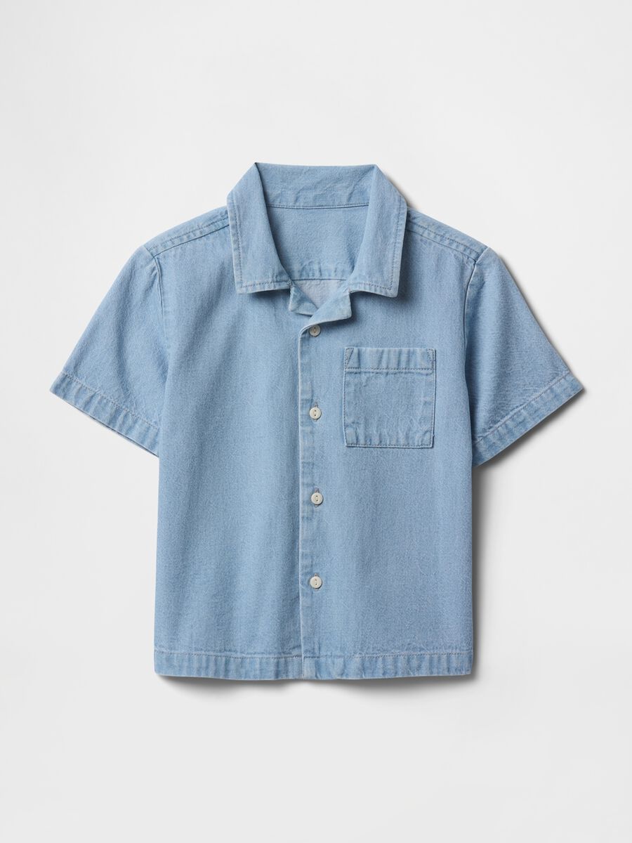 Children's short-sleeve denim shirt_1
