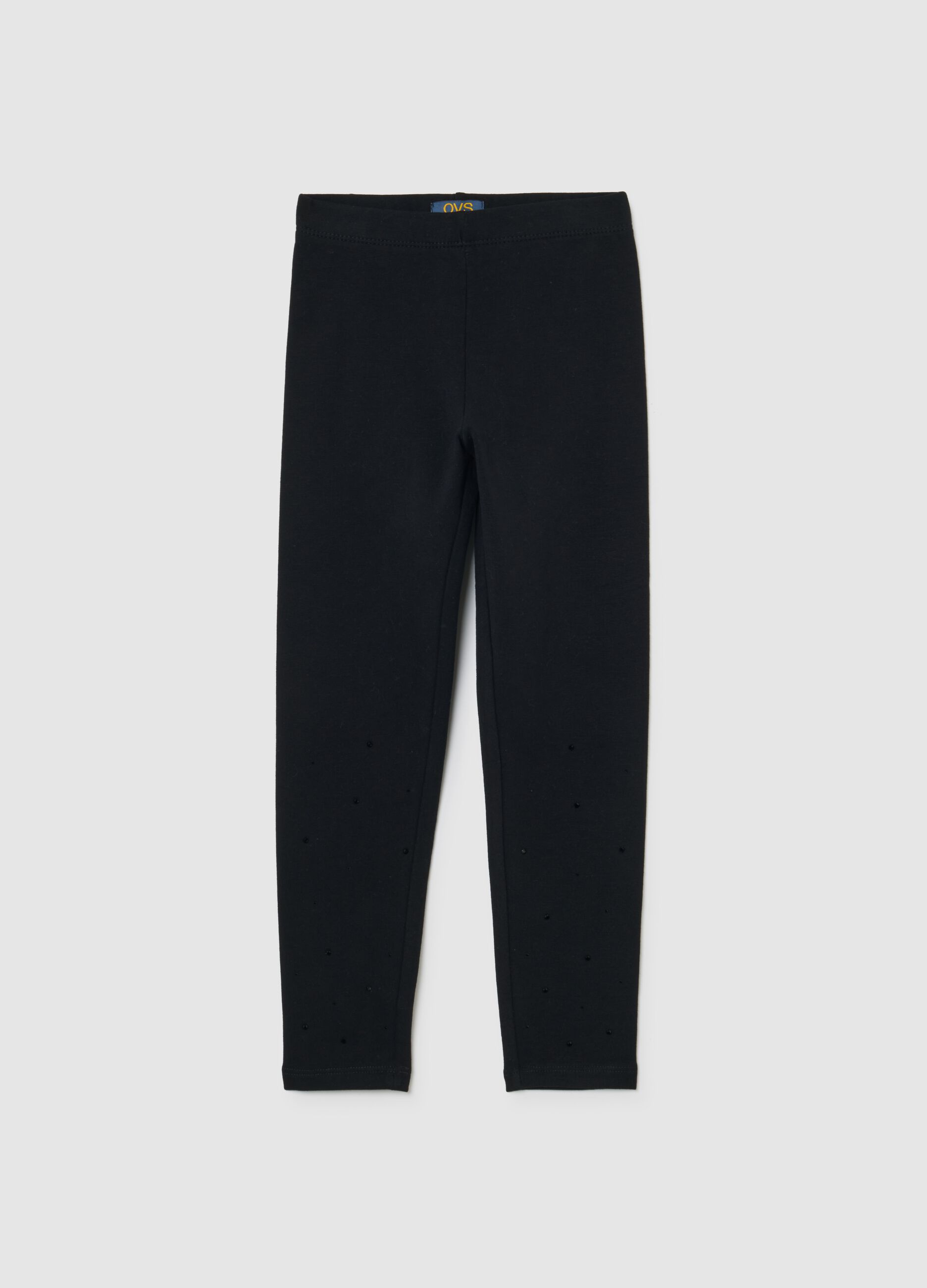 Girls' black stretch cotton skinny leggings