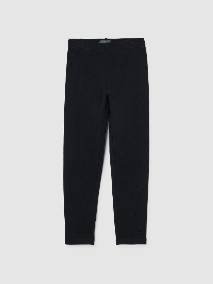 Girls' black stretch cotton skinny leggings_0