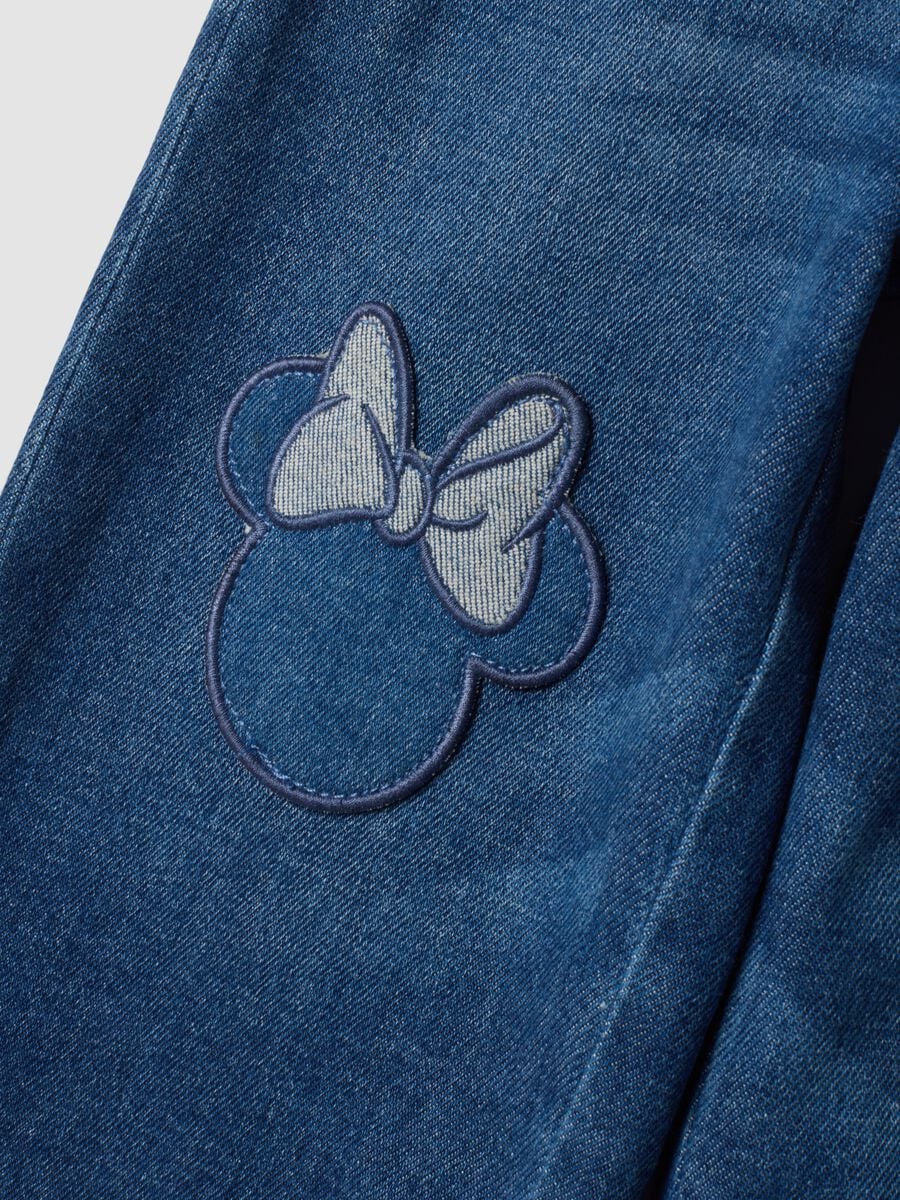 Light blue wide-leg stretch cotton jeans with Minnie embroidery_3