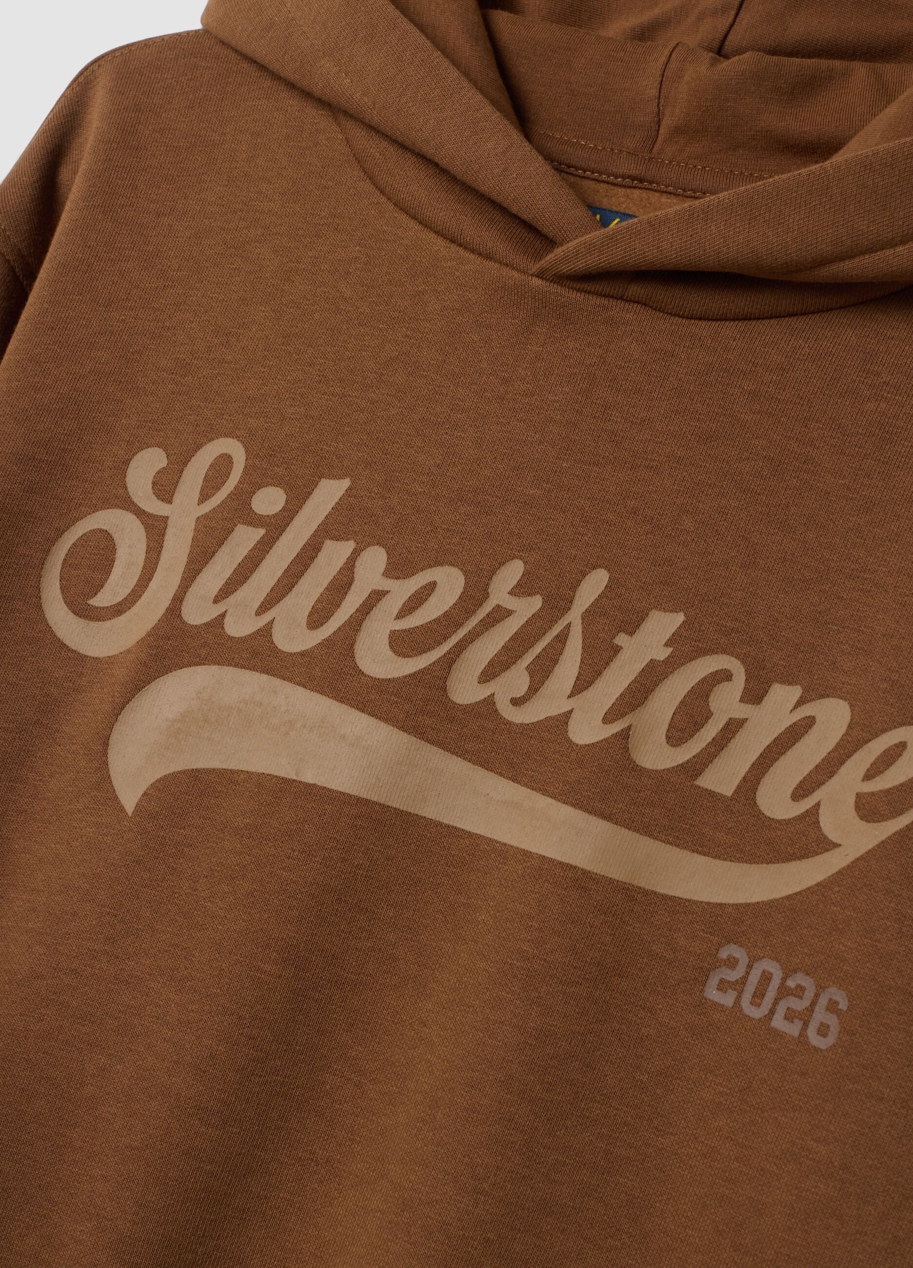 Brown cotton-blend hoodie with a relaxed fit