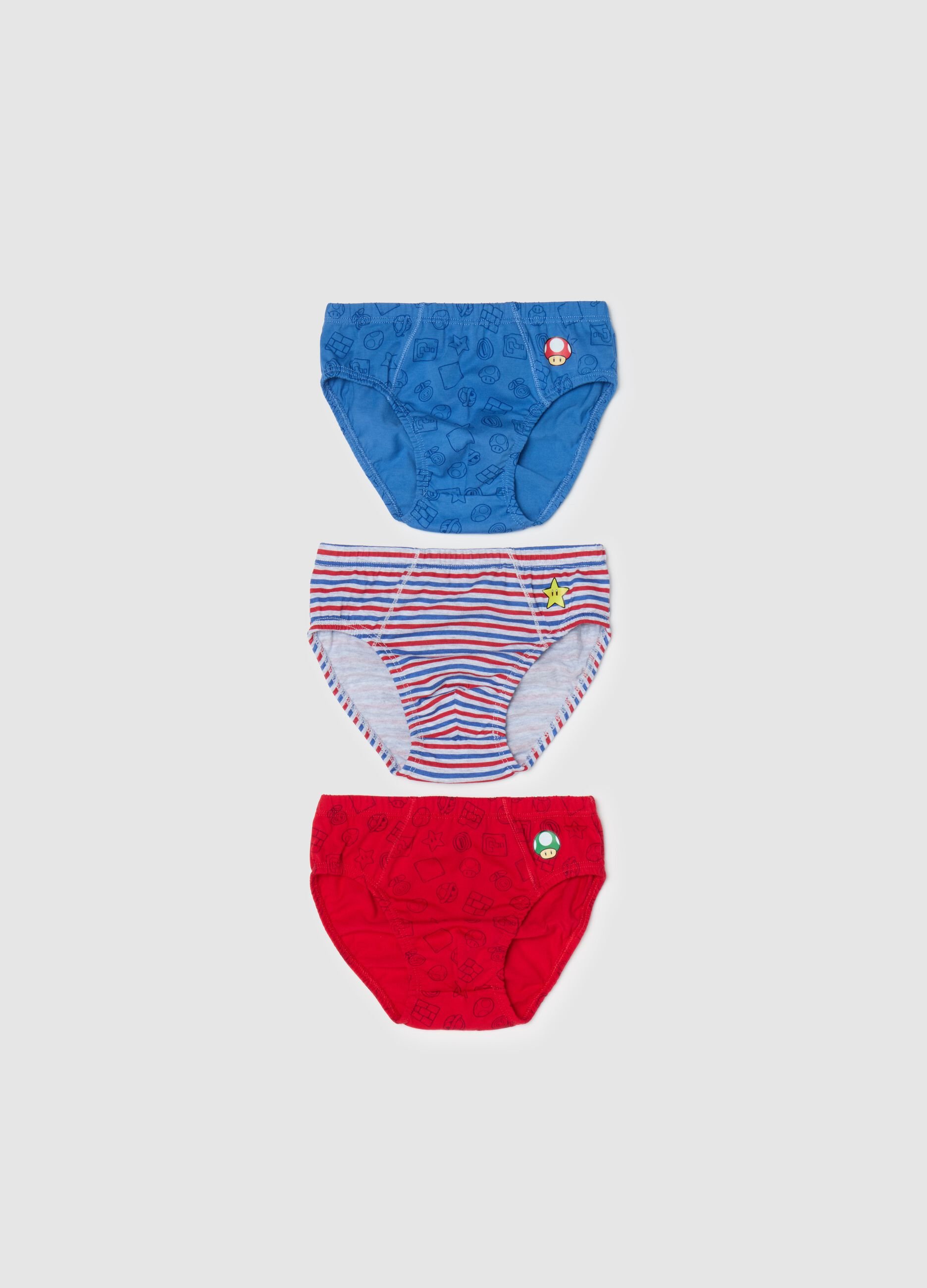 Three-pack cotton briefs with Super Mario™ print