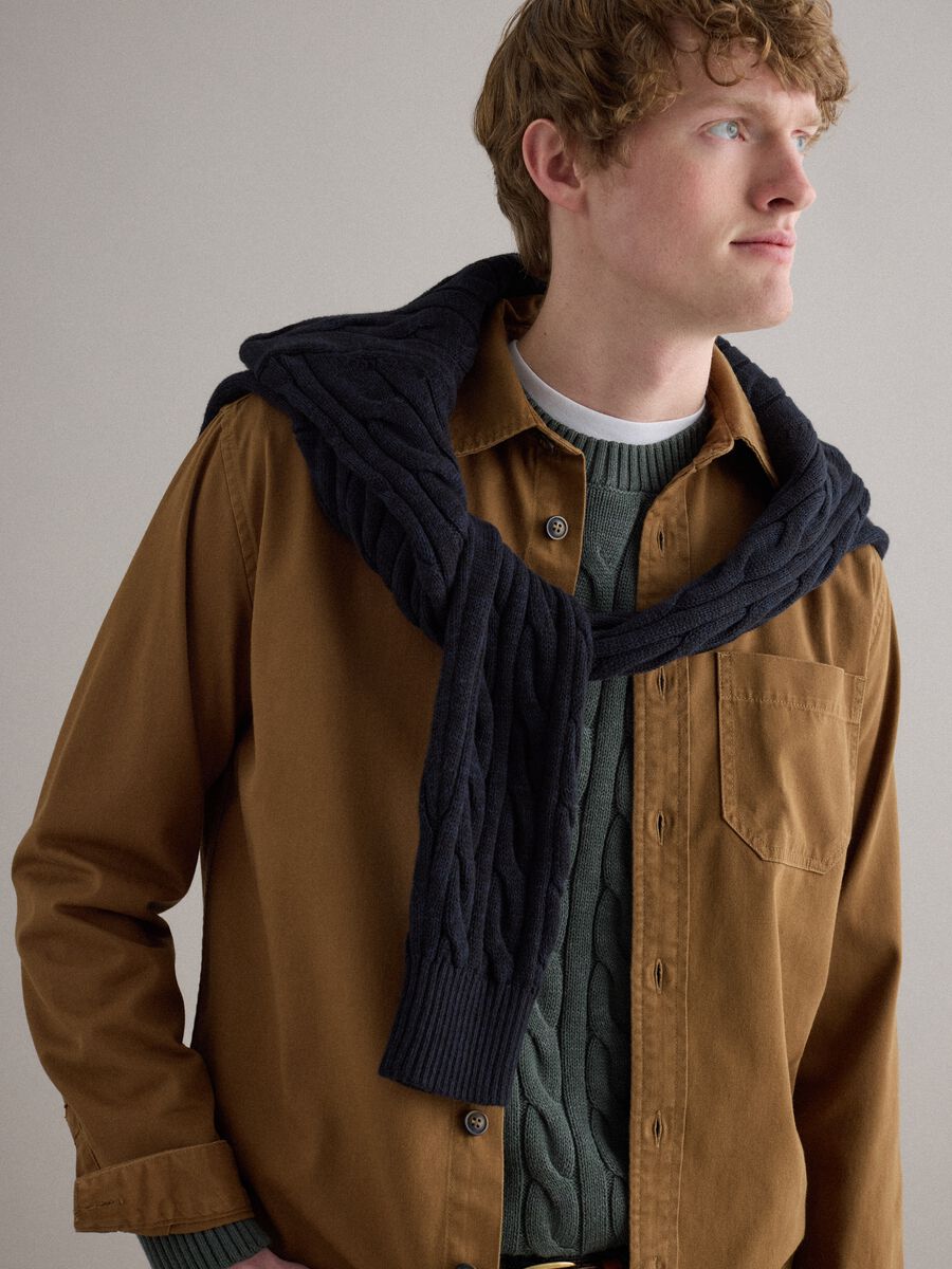 Brown pure cotton regular fit shirt_0