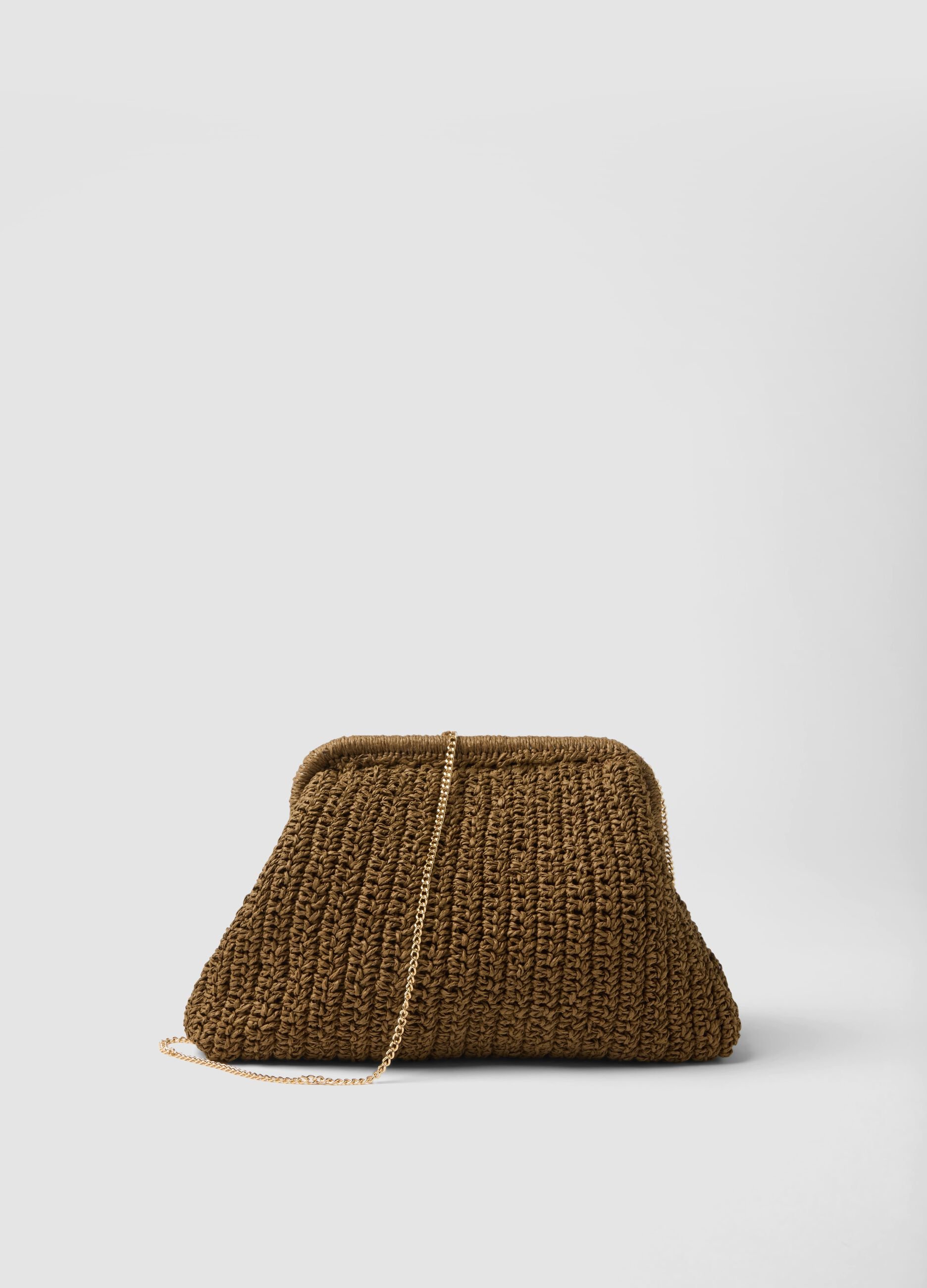 Brown beach shoulder bag in pure paper-fabric