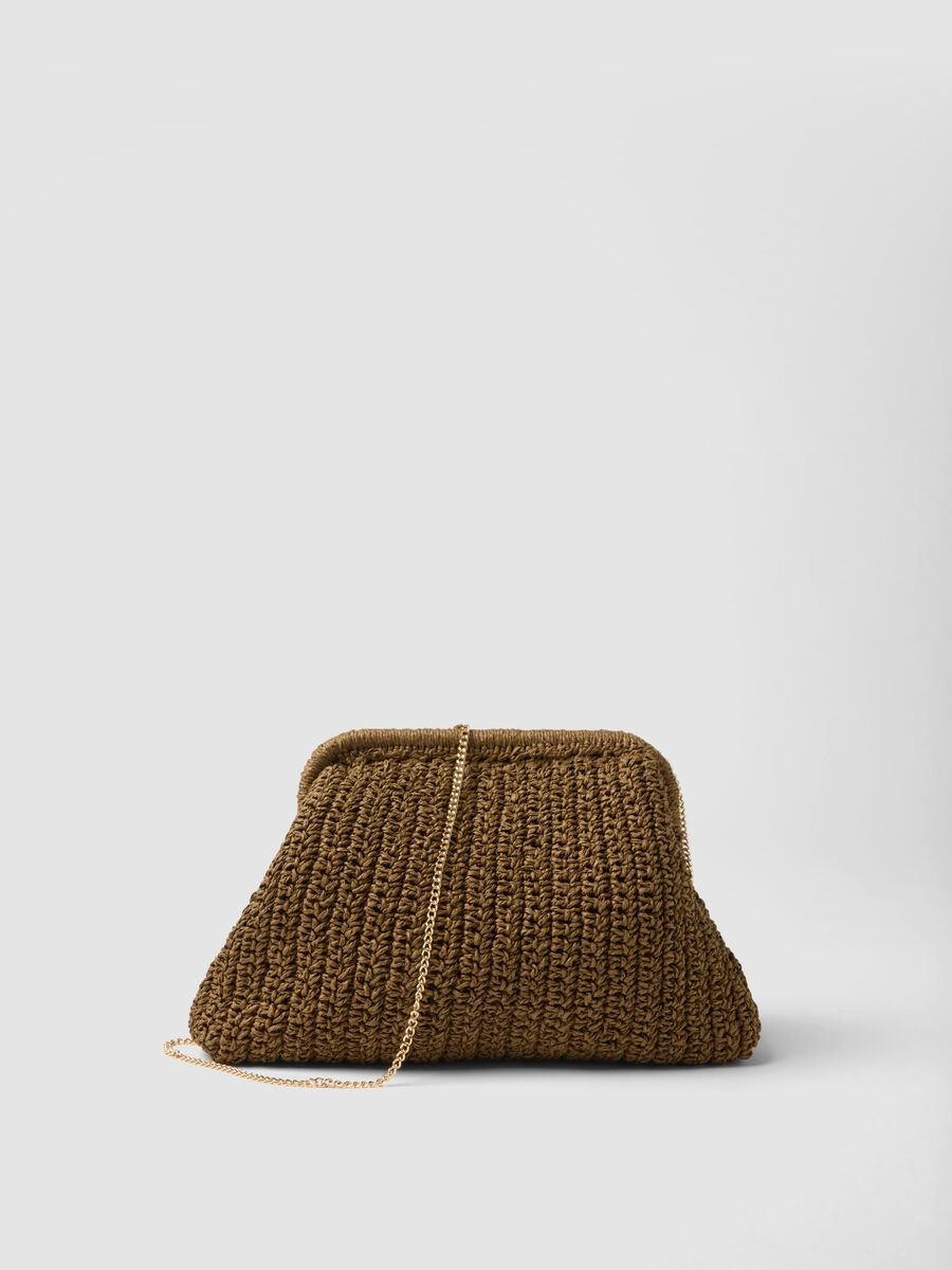 Brown beach shoulder bag in pure paper-fabric_2