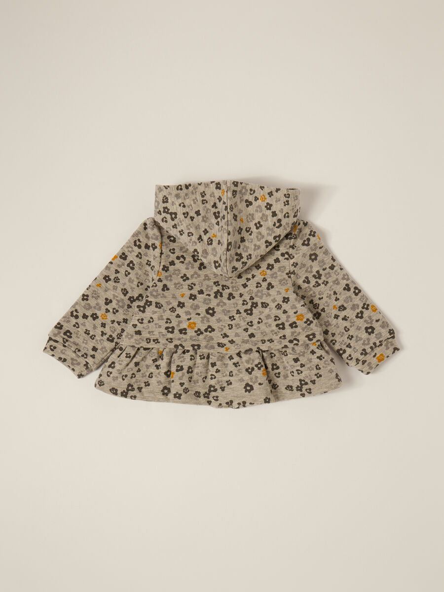 Grey full zip sweatshirt for baby girls_1
