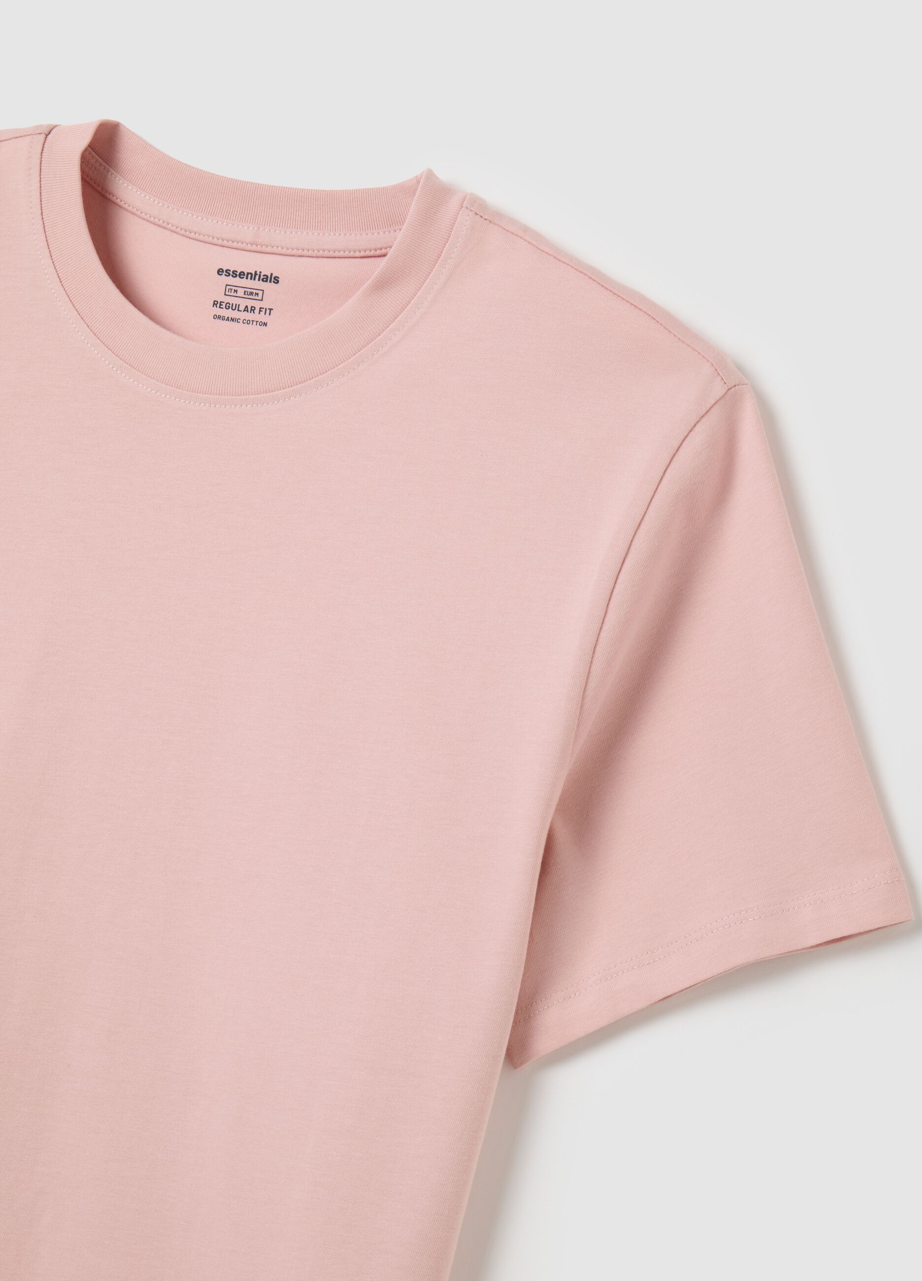 T-shirt da uomo in puro cotone rosa regular fit