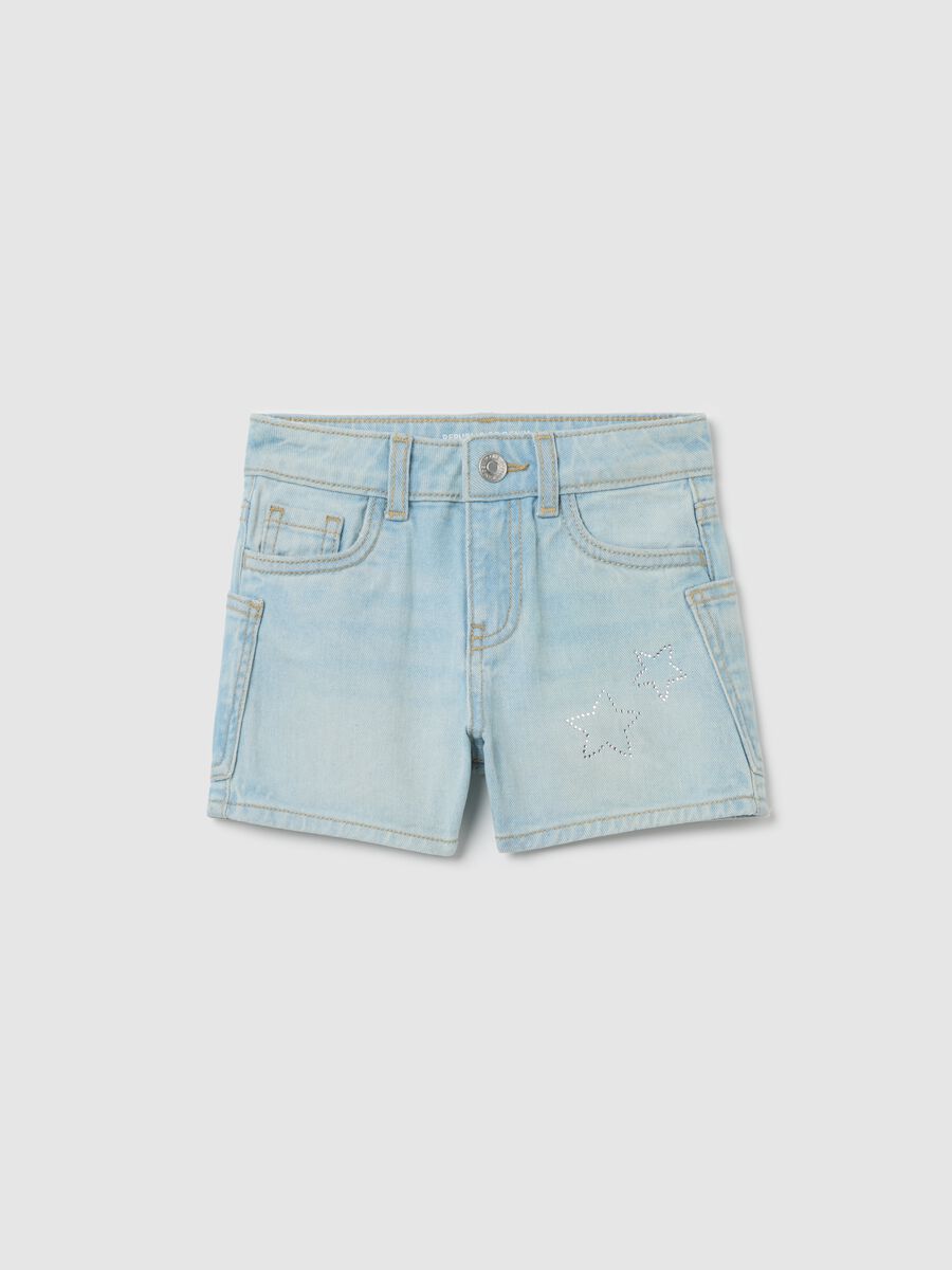 Denim shorts with pockets and diamanté stars_0