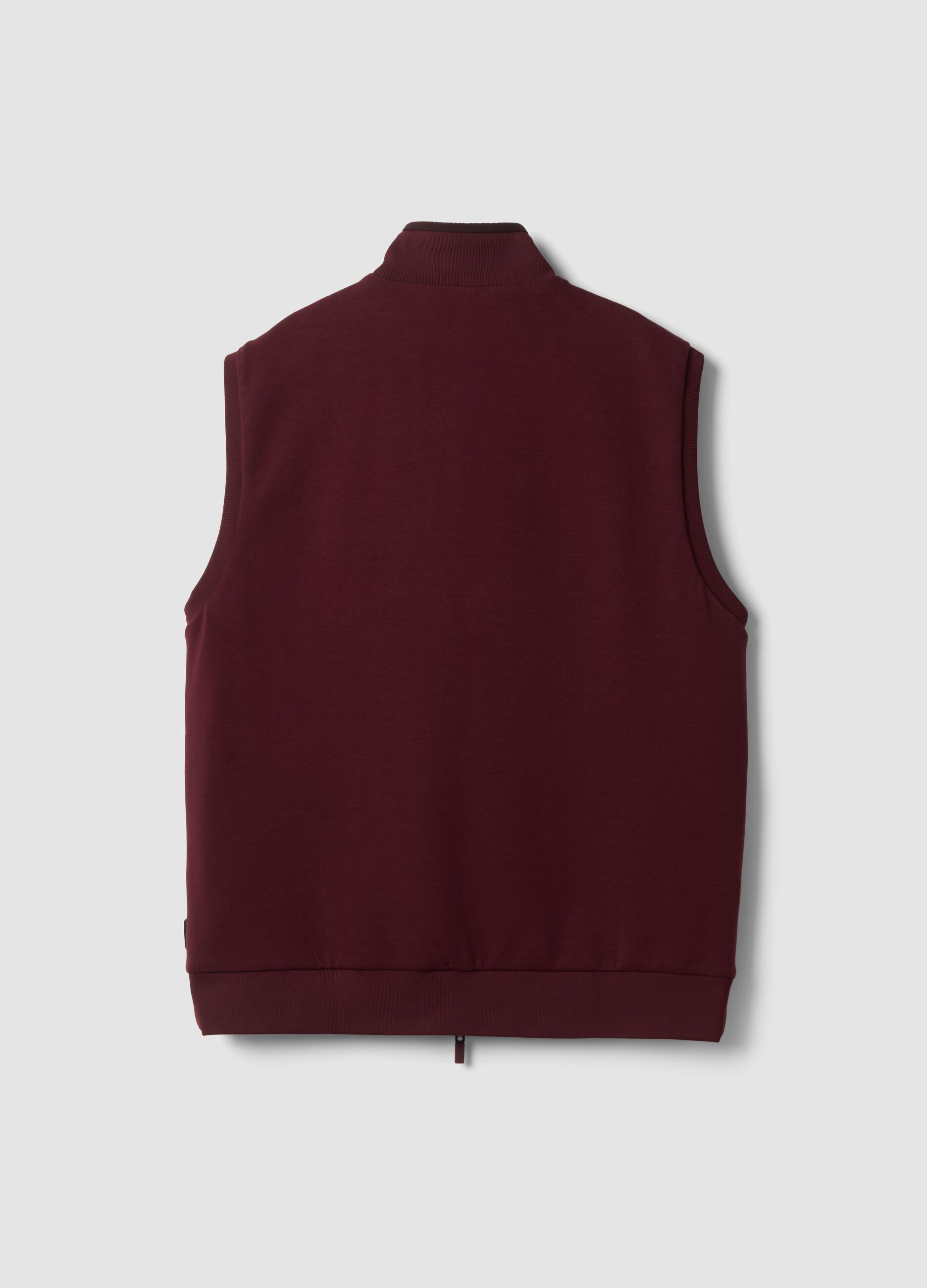 Red reversible stretch-cotton gilet with collar, regular fit