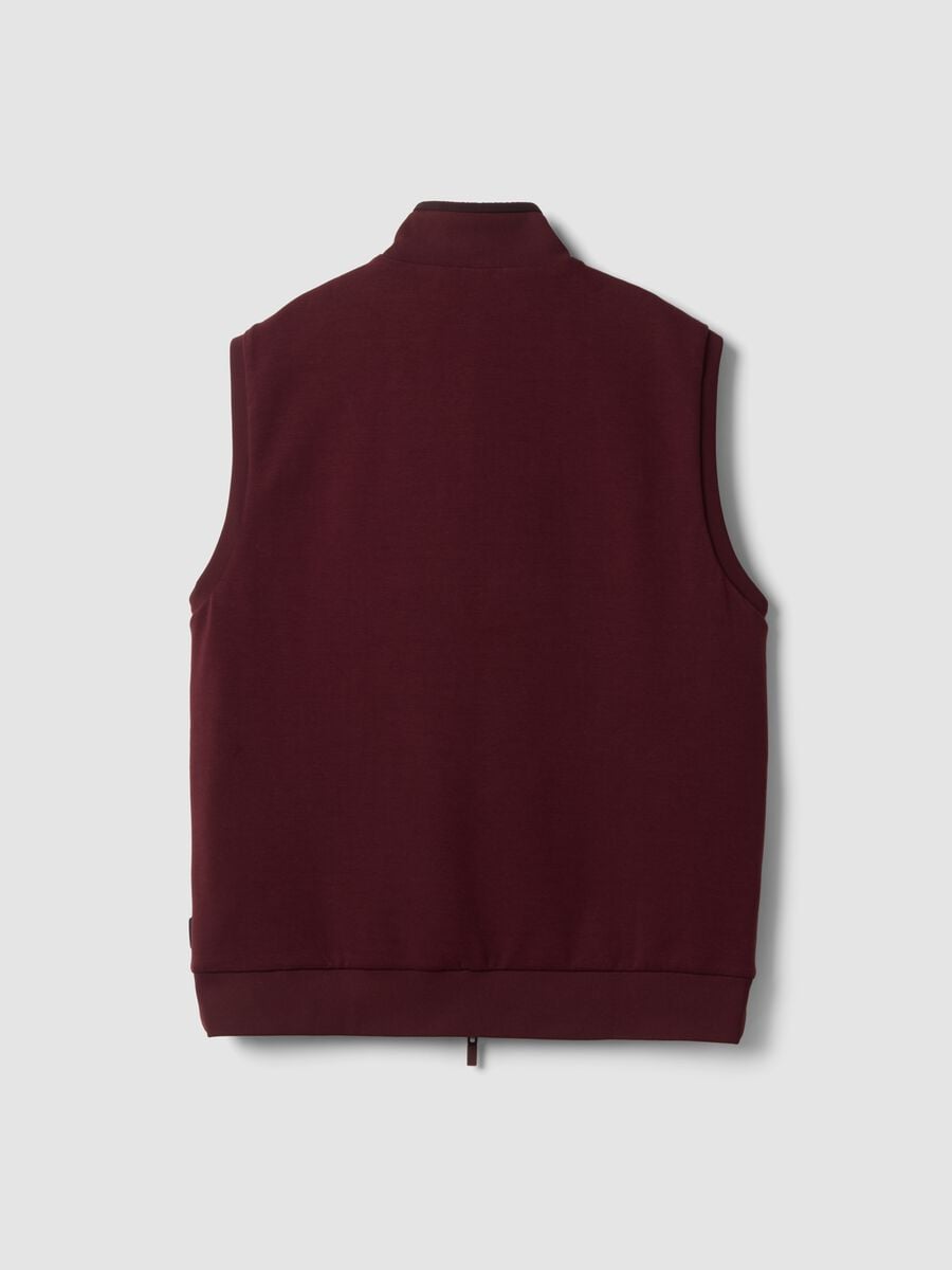 Red reversible stretch-cotton gilet with collar, regular fit_3