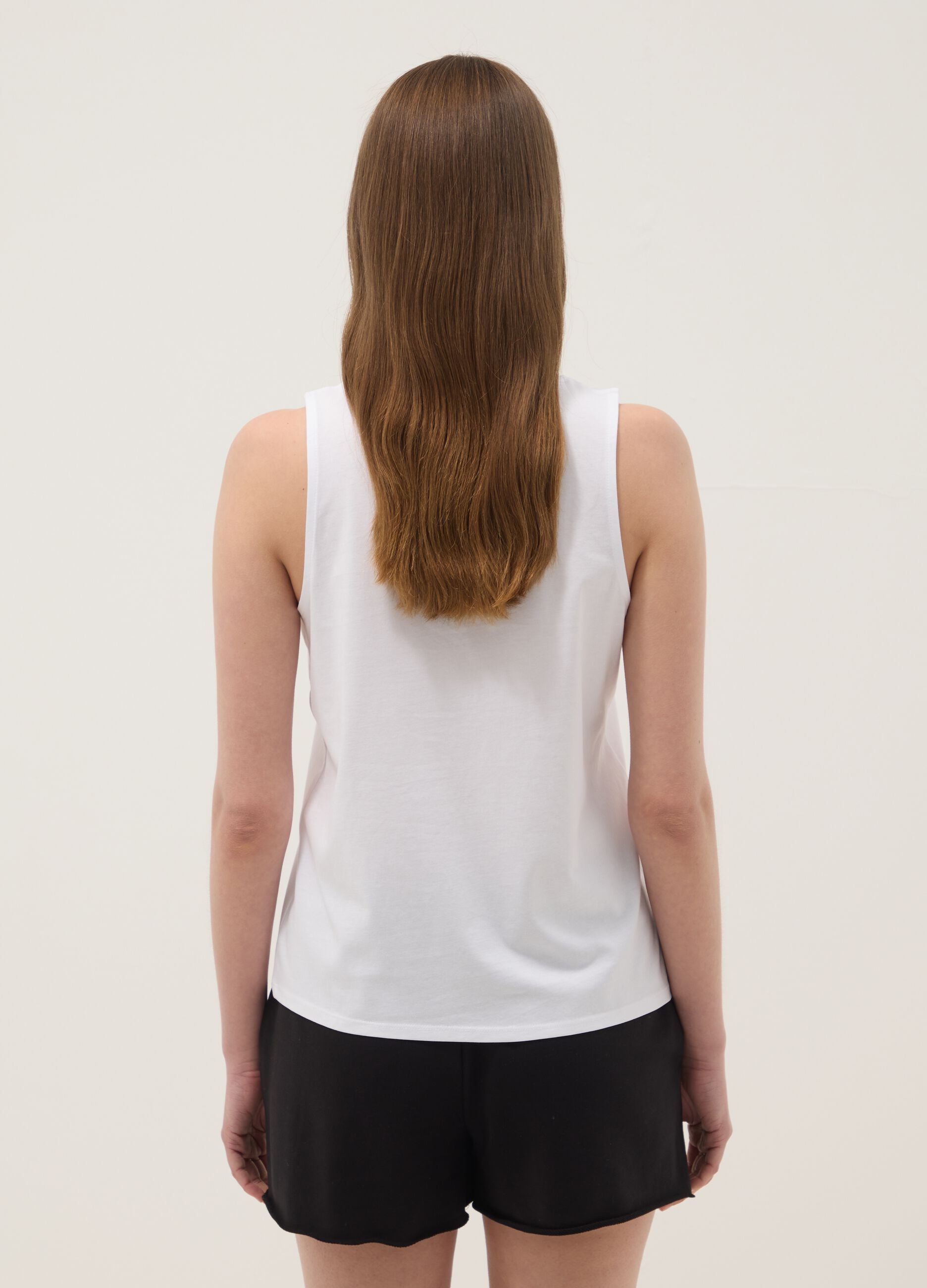 White pure cotton tank top