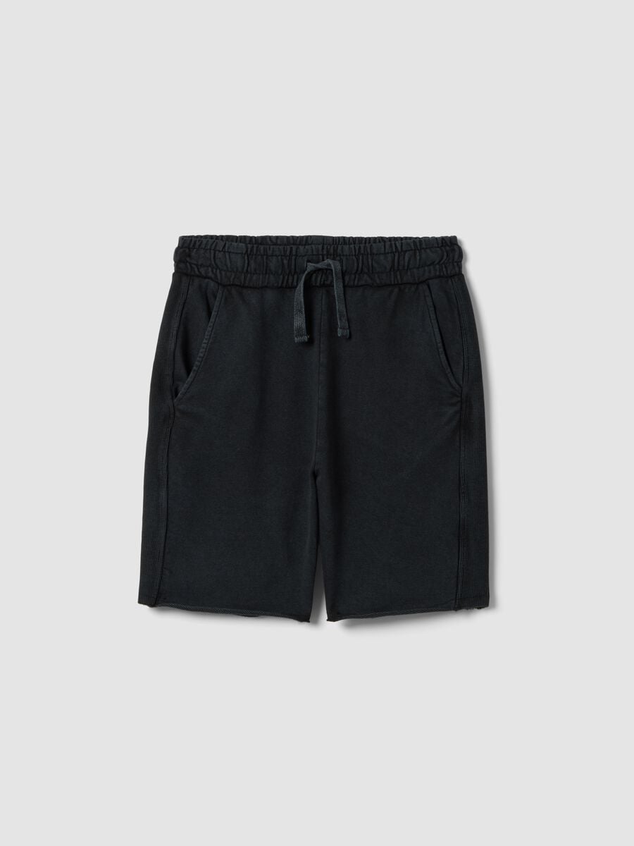 Black pure cotton shorts with elasticated waist_0
