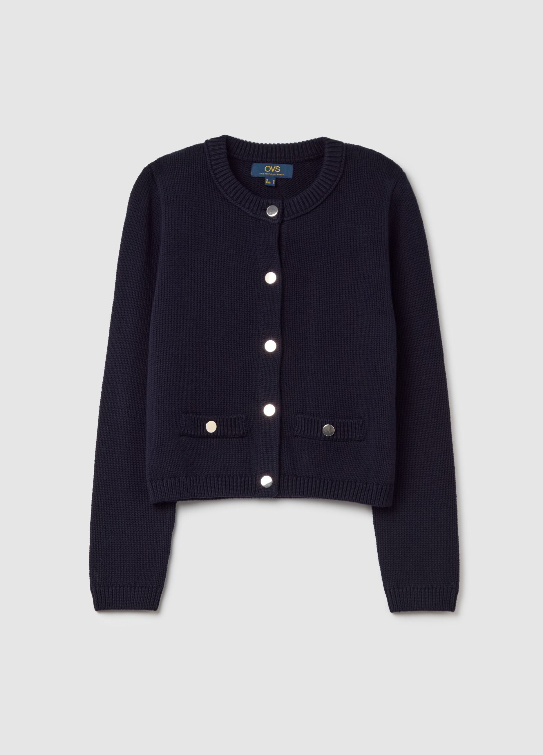 Cardigan in cotone con bottoni dorati