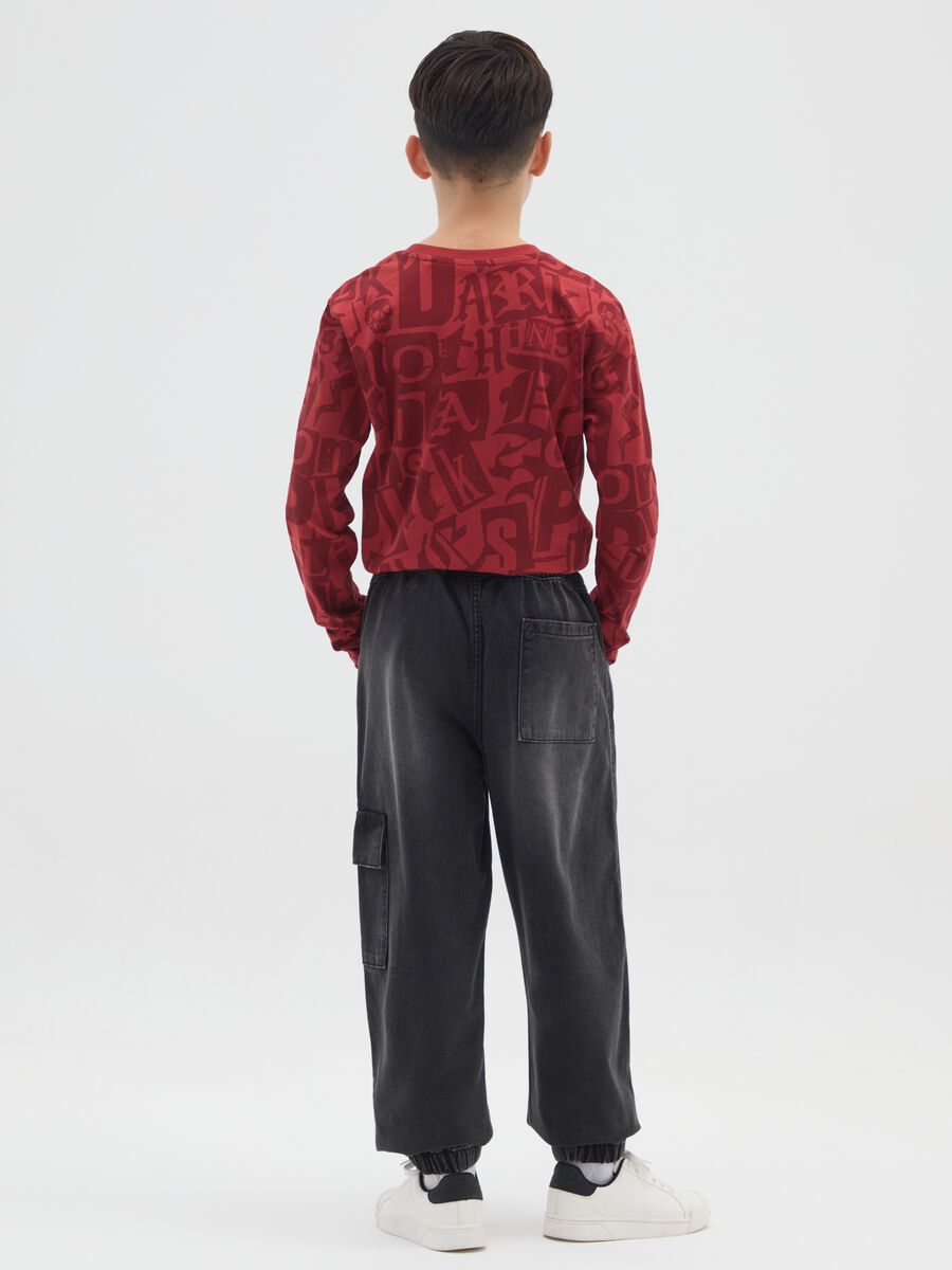 Denim relaxed fit jog black for boys in pure cotton_1