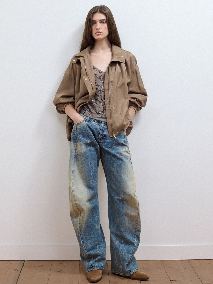 Brown regular-fit jacket in viscose and linen blend_2