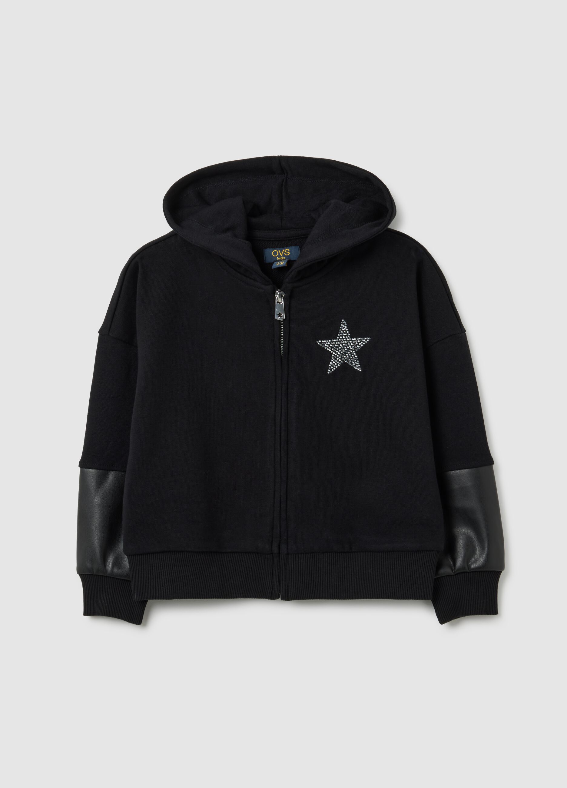 Black cotton blend sweatshirt for girls