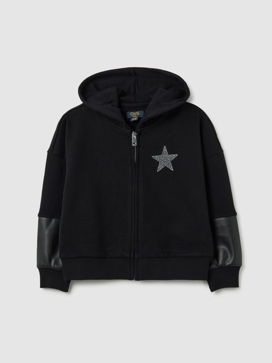 Black cotton blend sweatshirt for girls_0
