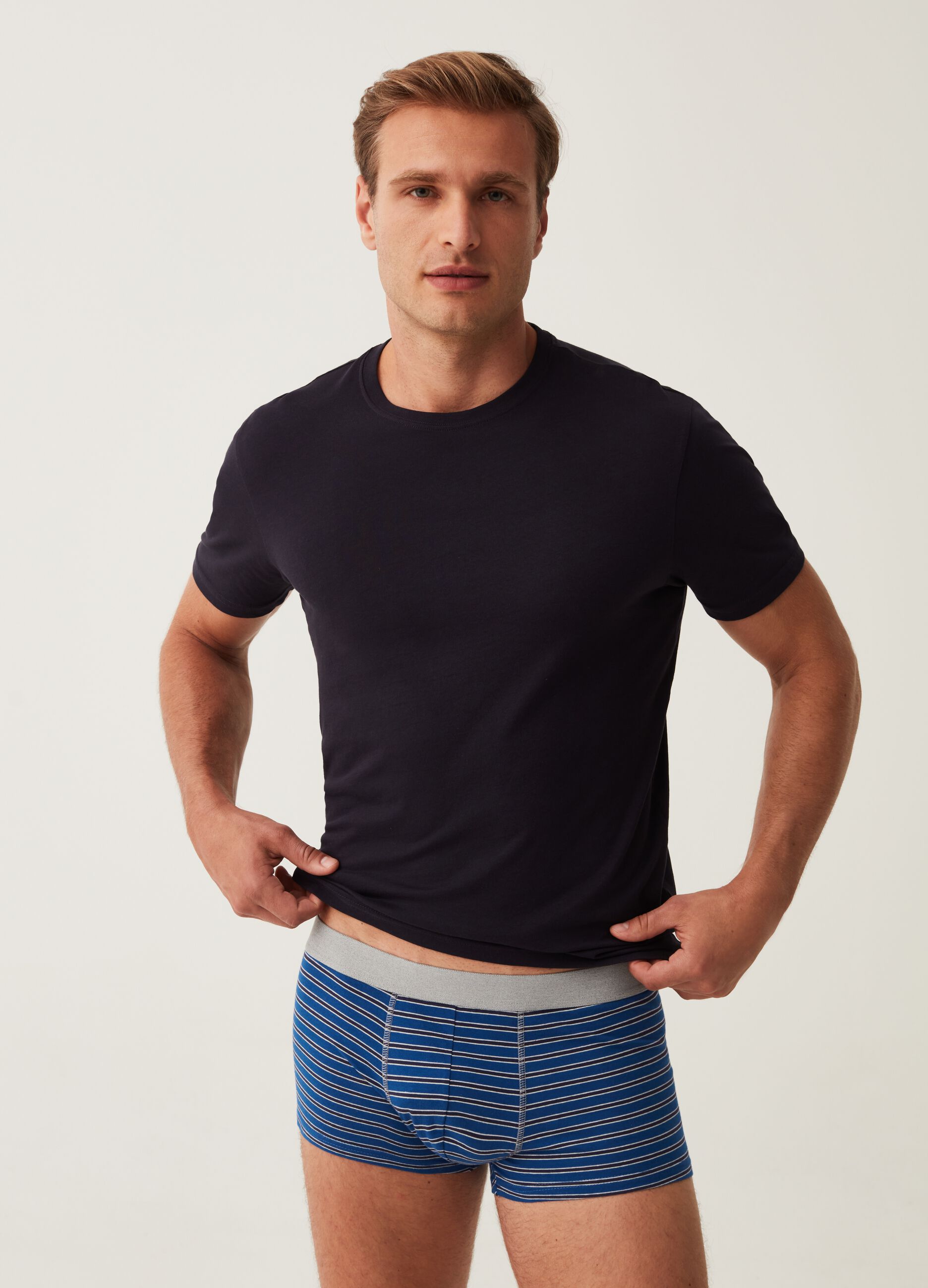 Set cinque boxer in cotone bio a righe_0