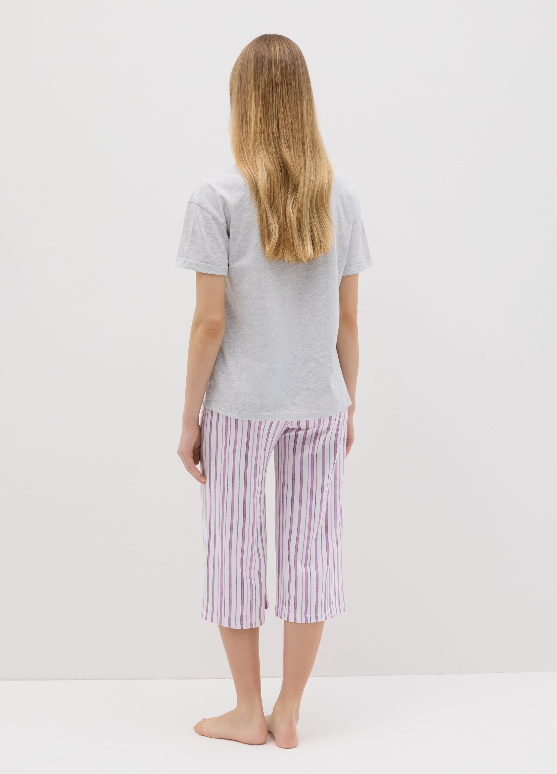 Short pyjamas with lavender print