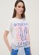 White pure cotton T-shirt with front print, regular fit_0