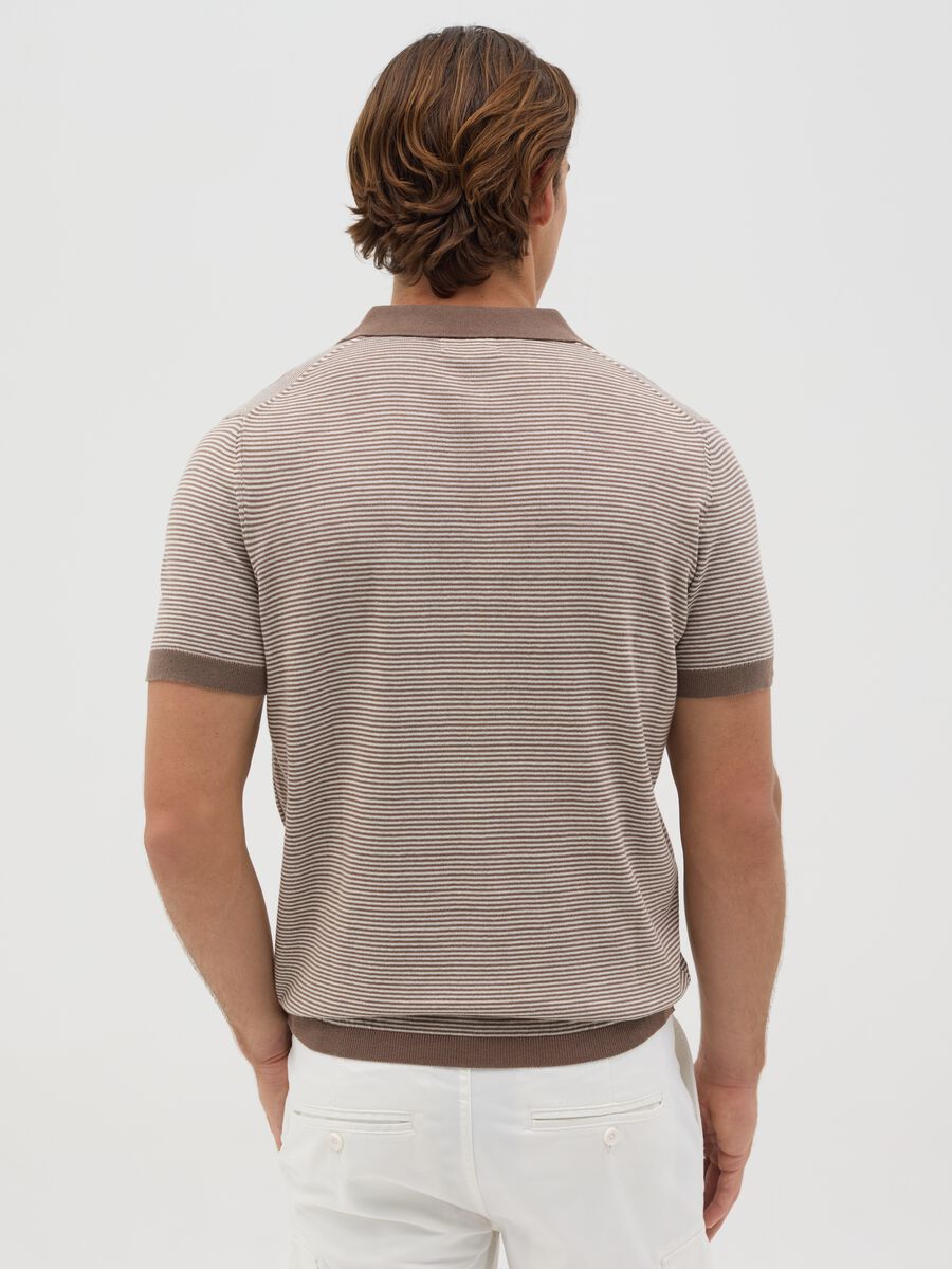 Brown striped polo shirt in cotton_2