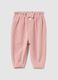 Pink ribbed fabric trousers for girls_0
