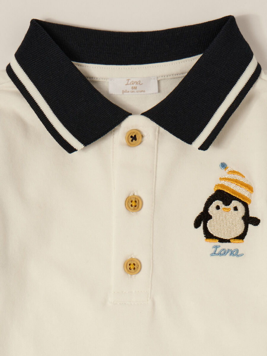 White long-sleeved cotton polo shirt_2