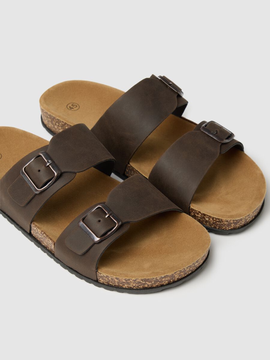 Men's Brown Cork Sandals with Double Buckles_1