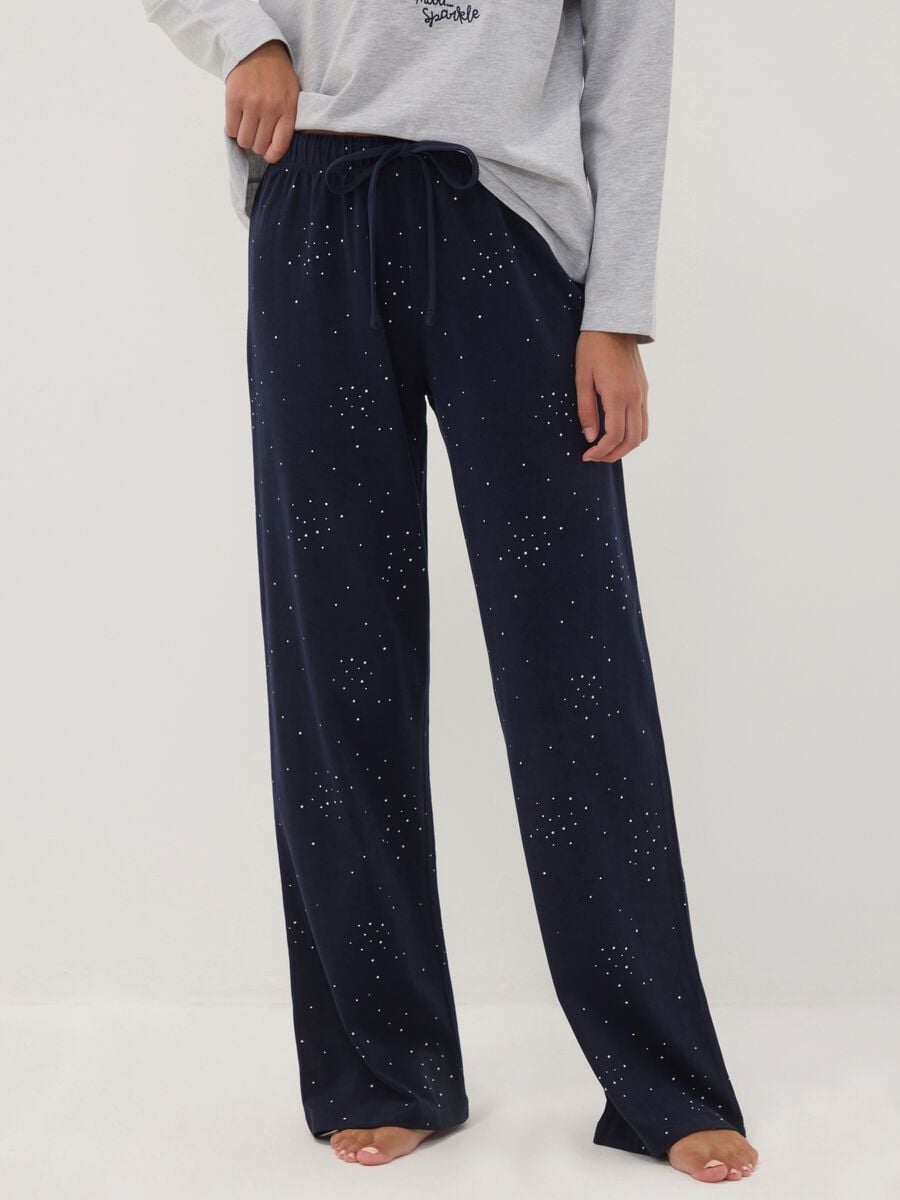 Grey organic cotton and viscose blend crew-neck pyjamas_2