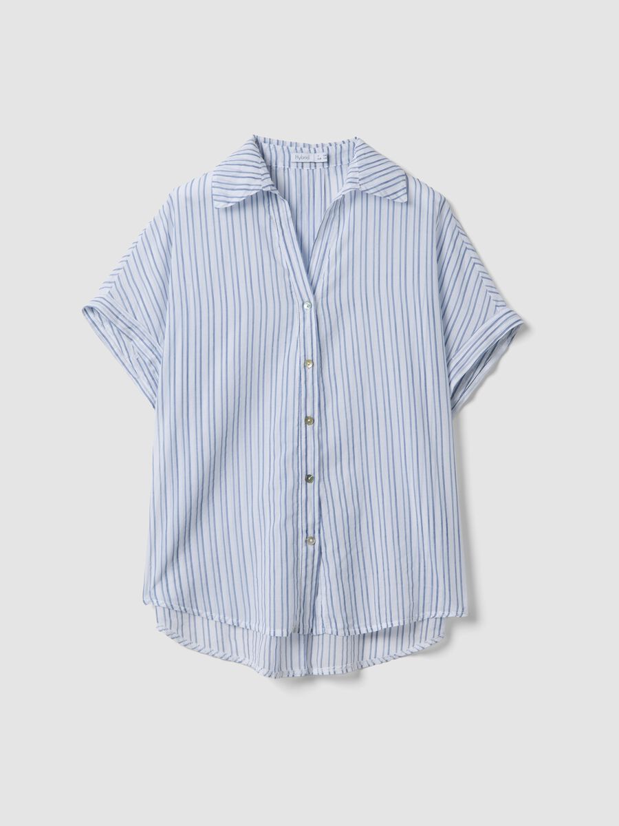 White shirt with light-blue stripes in pure cotton, regular fit_4