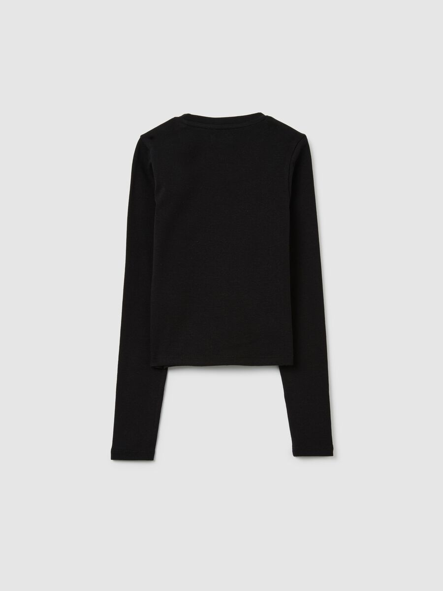 Black regular fit cotton blend girls' sweatshirt_4