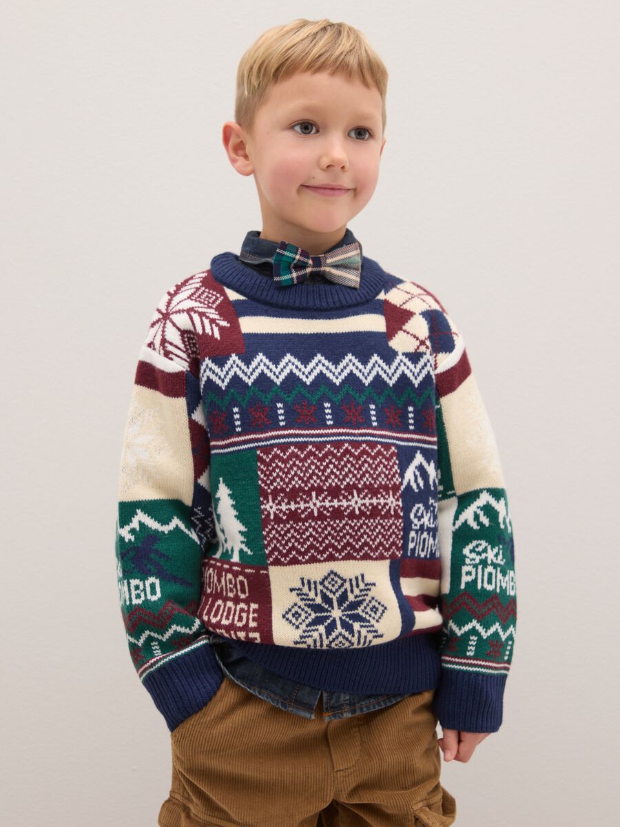 Maglione multicolor da bambino regular fit con fantasia jacquard_1