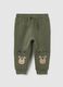 Children's green pure cotton trousers regular fit with print_0