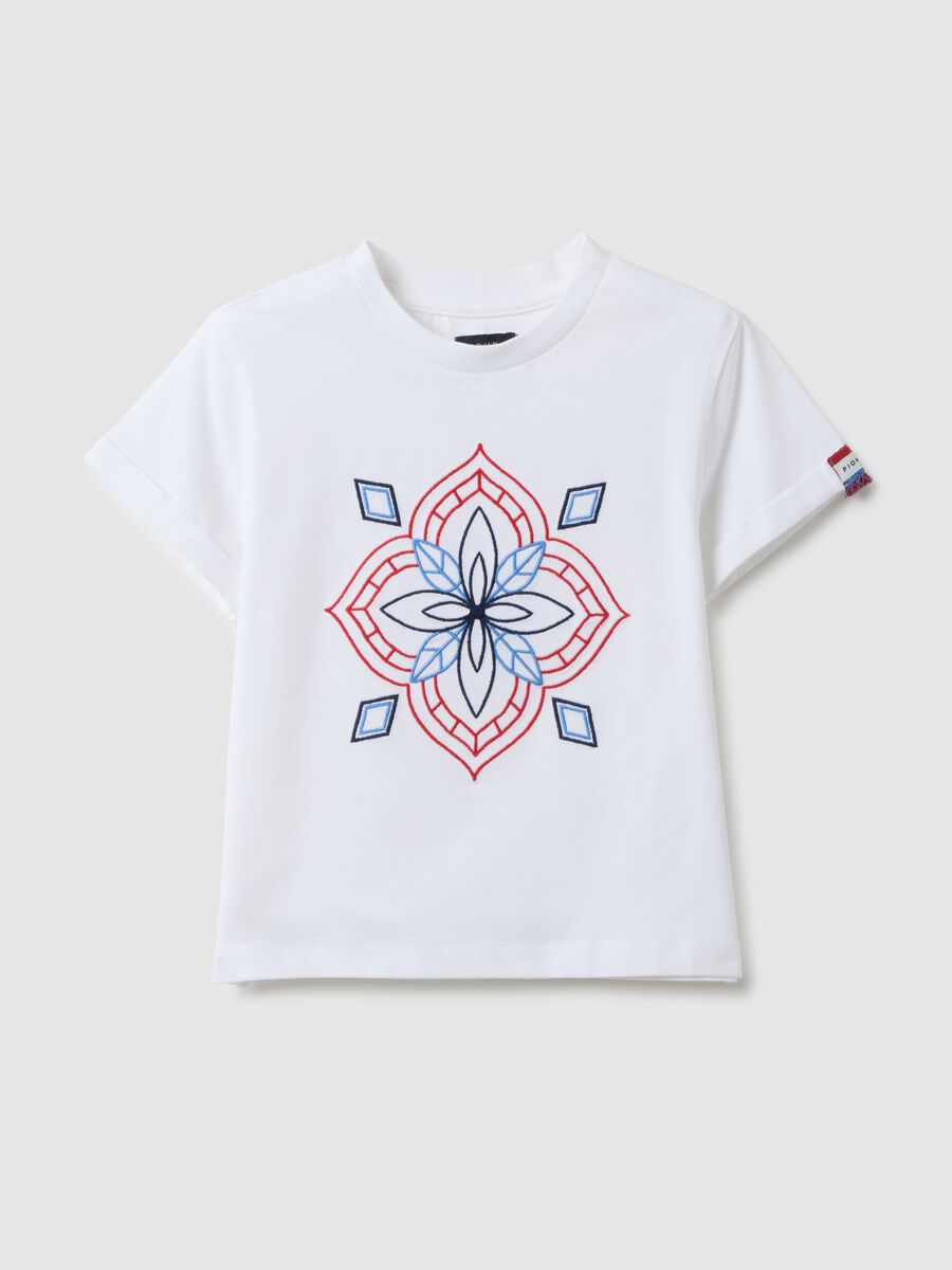 Girls' White Regular Fit Stretch Cotton T-shirt with Print_3