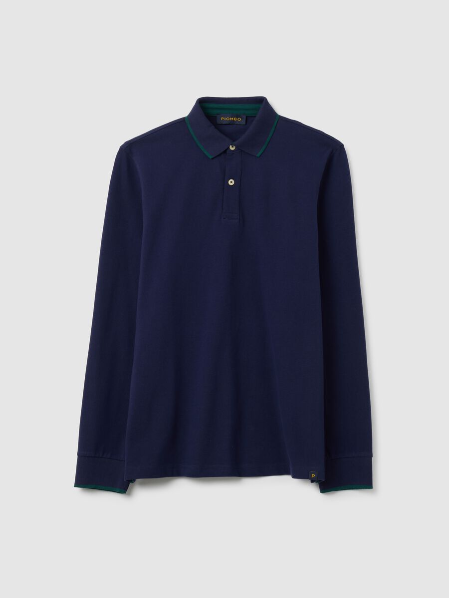 Polo in puro cotone blu regular fit_4