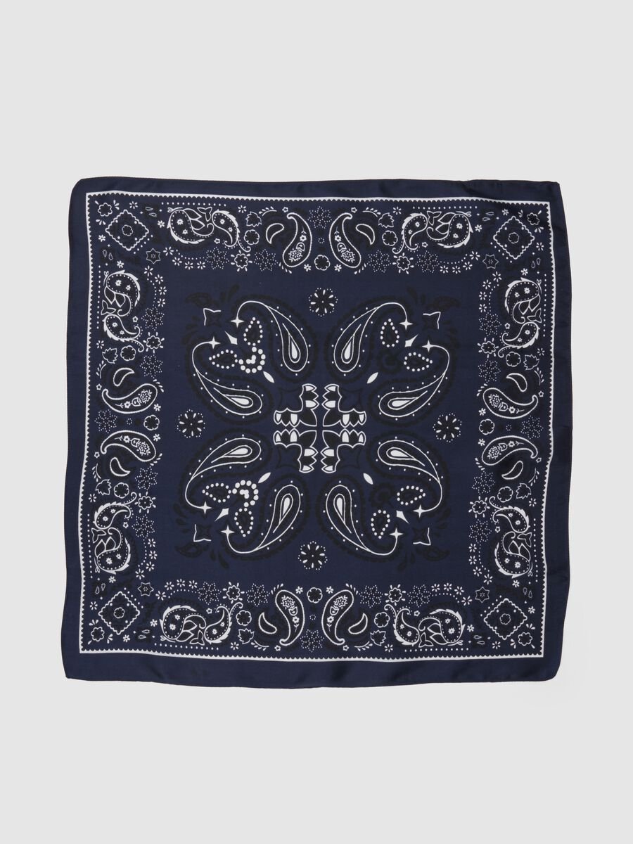 Bandana in puro cotone blu regular fit con motivo paisley_1