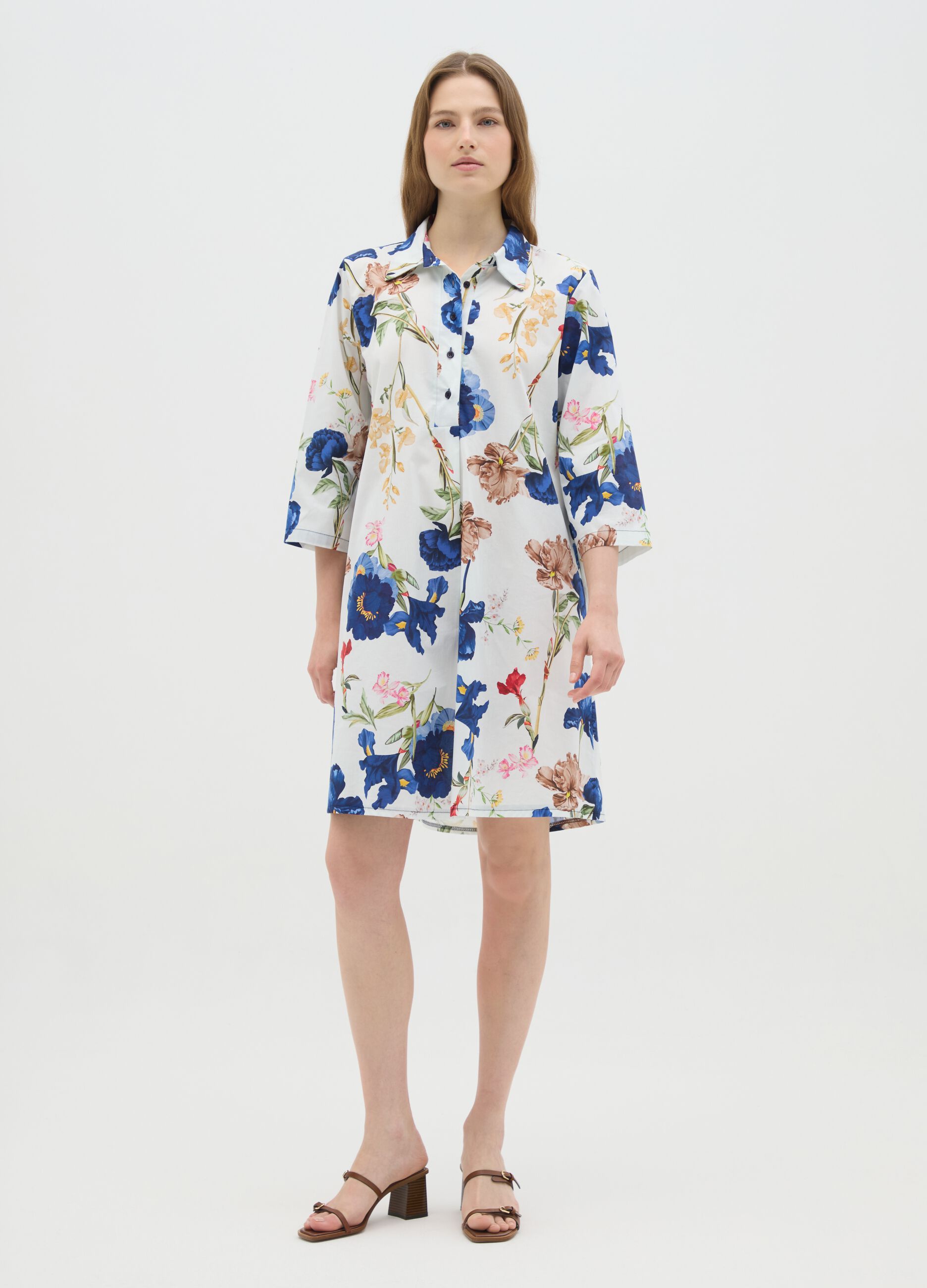 Women's multicolour cotton shirt dress, regular fit