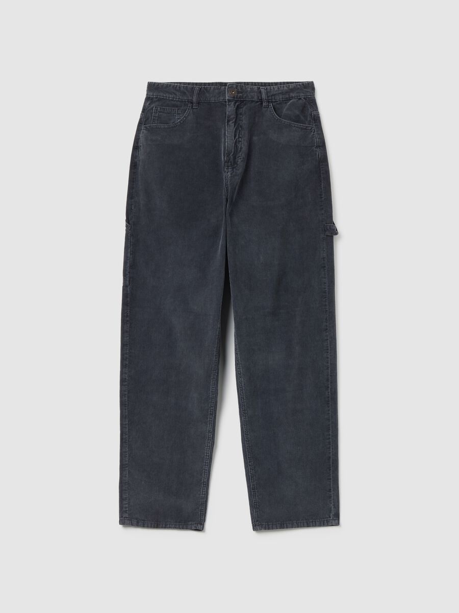 Pantaloni baggy in puro cotone grigi_4