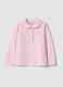 Pink long-sleeve organic cotton polo shirt, regular fit, for baby girl_0