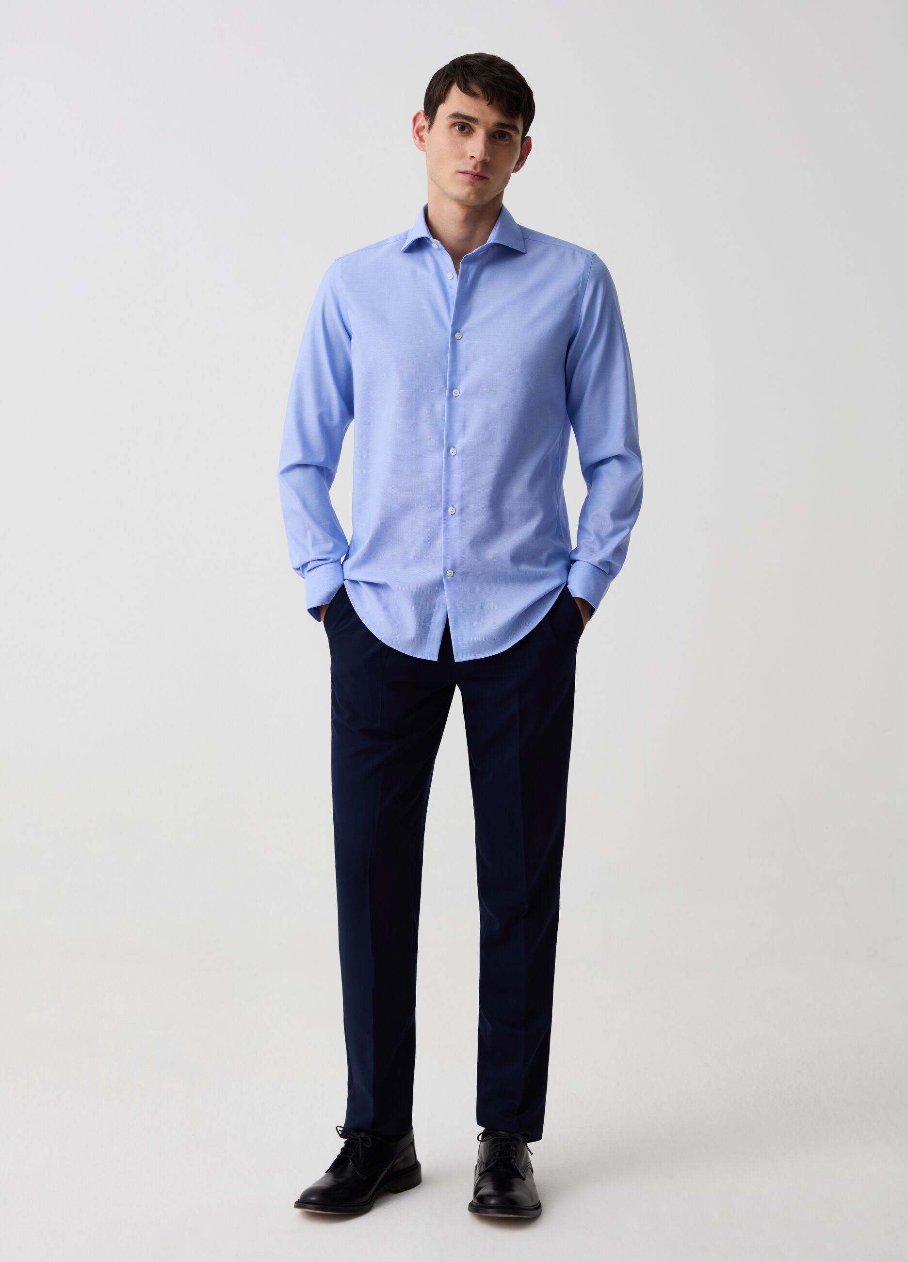 Camicia slim fit in oxford no stiro